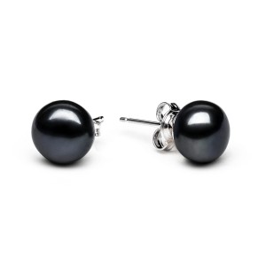 Cercei perle naturale negre 9 mm si argint DiAmanti EFB09-N_B-G (Argint 925‰ 0,52 g.)